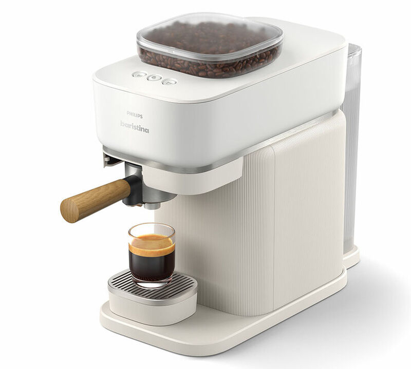Machine expresso broyeur PHILIPS Baristina BAR302/20 Baristina premium blanche porte-filtre en bois image number 1