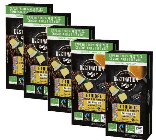 50 capsules compatibles Nespresso* Original Moka Awasas Bio - Fairtrade/Max Havelaar - DESTINATION