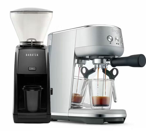 Machine expresso SAGE The Bambino inox + Moulin &agrave; caf&eacute; BARATZA Encore ESP noir