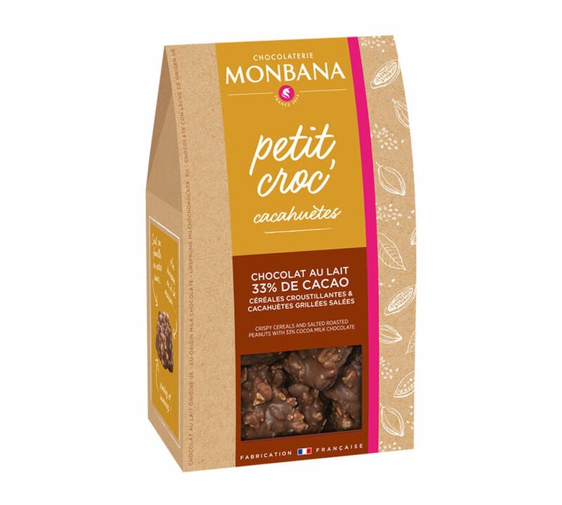Petit Croc' Chocolat au Lait et Cacahu&egrave;tes Grill&eacute;es - 100 g - MONBANA image number 0