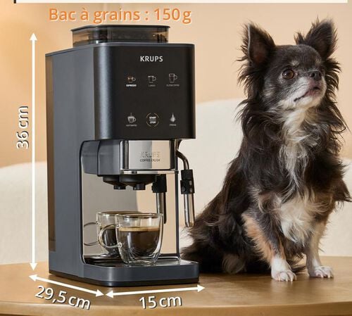 Machine expresso broyeur KRUPS Coffee Crush Milk SA404BE1 - Noire image number 6