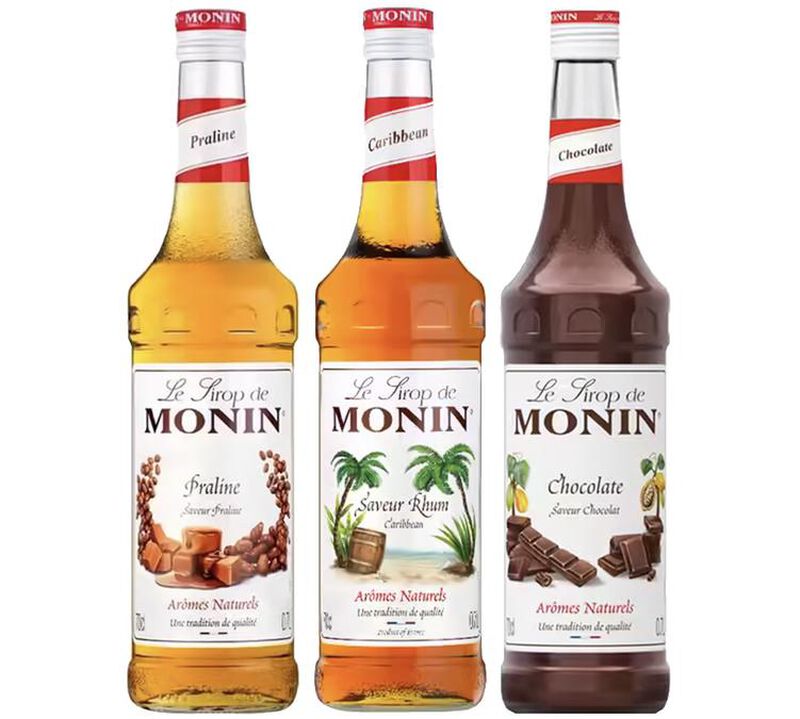 Lot de 3 sirops 70 cl - Chocolat, Praline, Rhum - MONIN image number 0