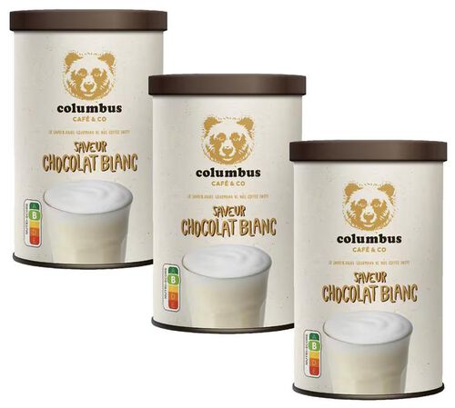 Pack Chocolat poudre saveur Chocolat Blanc - Vrac 3 x 350 g - COLUMBUS & CO