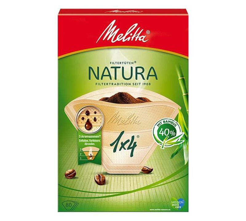 Melitta Natura 1x4 filters - Made of 40% bamboo image number 0