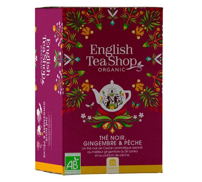 Schwarzer Tee Ingwer & Pfirsich Bio - 20 Teebeutel -English Tea Shop image number 0