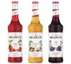 Monin - Trois sirops concentr&eacute;s aux fruits - Framboise, violette, passion - 3 x 70 cl image number 0