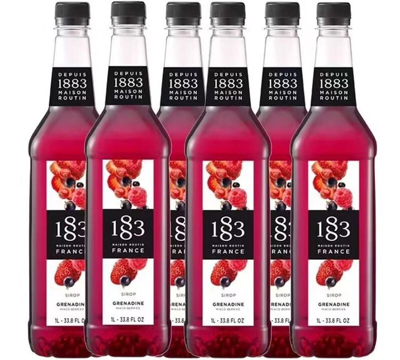 Lot de 6 Sirops 1883 Grenadine- Bouteille Plastique - 6x1L - ROUTIN image number 0