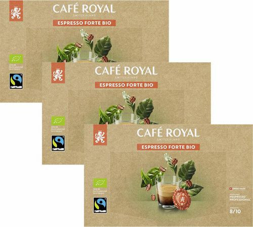 150 capsules compatibles Nespresso* pro Espresso Forte Bio - Fairtrade - CAFE ROYAL Office Pads