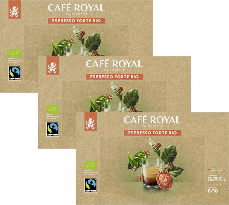 150 capsules compatibles Nespresso* pro Espresso Forte Bio - Fairtrade - CAFE ROYAL Office Pads image number 0
