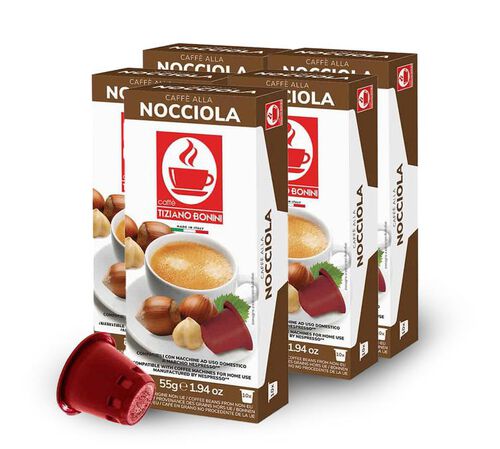 Caff&egrave; Bonini Hazelnut-flavoured coffee Nepresso&reg; compatible pods x 50