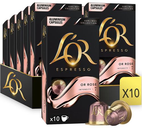 100 Nespresso* Original Compatible Capsules Or Rose &ndash; L'OR ESPRESSO