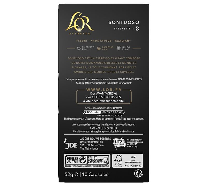 50 Nespresso* Original Compatible Capsules Sontuoso &ndash; L'OR ESPRESSO image number 2