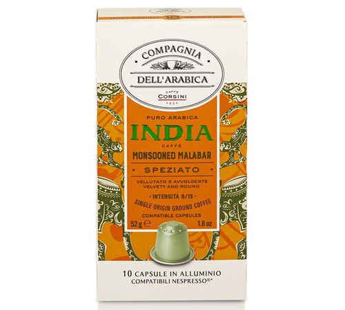10 Nespresso* Original Compatible Capsules Malabar Monsooned India &ndash; CORSINI