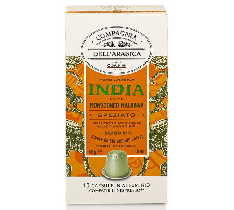 10 Nespresso* Original Compatible Capsules Malabar Monsooned India &ndash; CORSINI image number 0