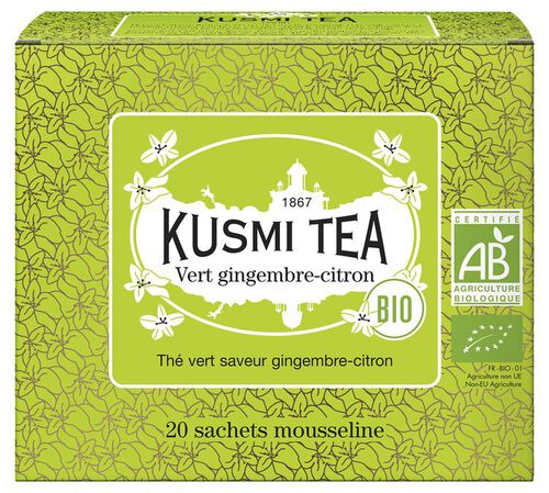 Kusmi Tea - T&egrave; verde biologico allo zenzero e limone 20 bustine di t&egrave;