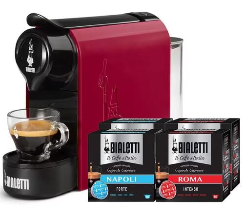 Machine &agrave; capsules CF90 GIOIA rouge + 64 capsules - BIALETTI