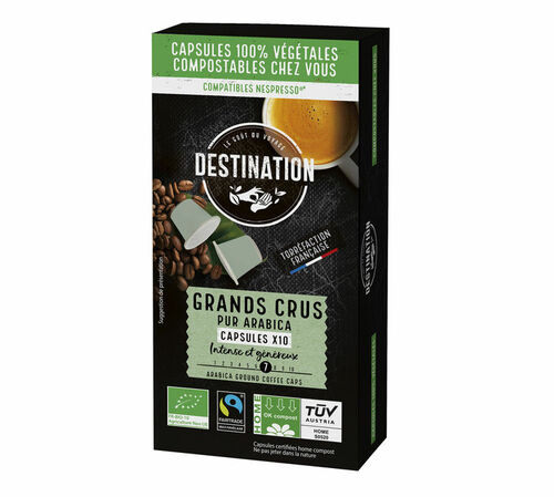 10 Nespresso* Original Compostable Compatible Capsules Grands Crus Organic &ndash; DESTINATION