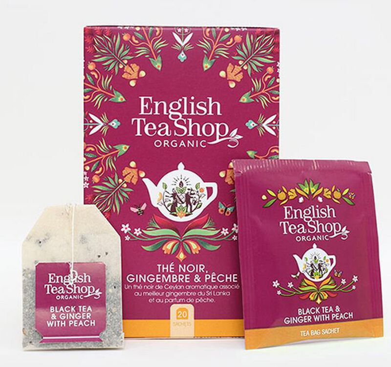 Schwarzer Tee Ingwer & Pfirsich Bio - 20 Teebeutel -English Tea Shop image number 1