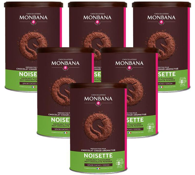 Monbana Hot Chocolate Powder Hazelnut Flavoured - 6x250g image number 0