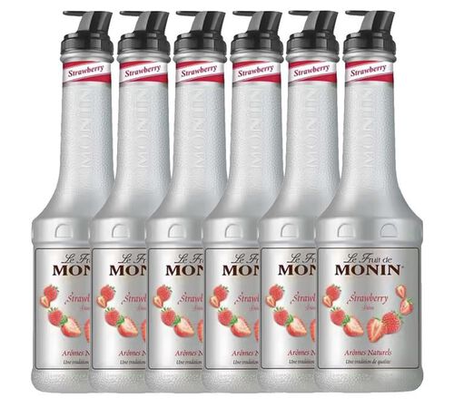 Lot de 6 pur&eacute;es de Fruit de Monin - Fraise - 6 x1 L