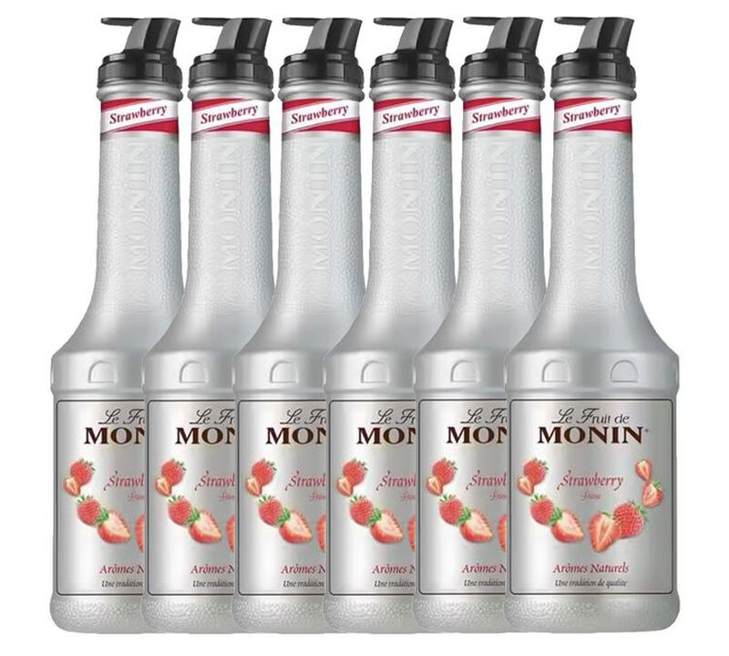 Lot de 6 pur&eacute;es de Fruit de Monin - Fraise - 6 x1 L image number 0