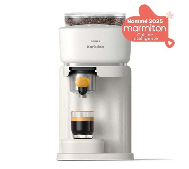 Machine expresso broyeur PHILIPS Baristina BAR300/03 blanche porte-filtre jaune image number 2