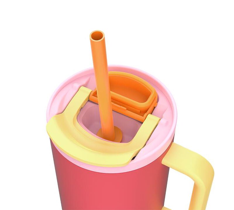 Gourde isotherme avec paille Rio Pink papaya - 95 cl - KAMBUKKA image number 4