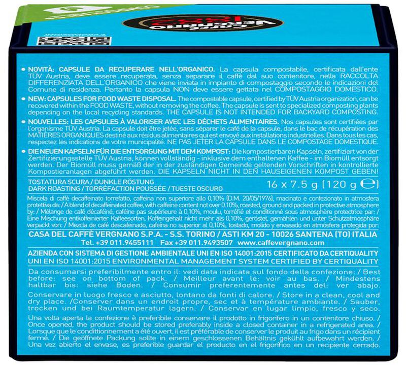Caff&egrave; Vergnano - 16 capsule compatibili Lavazza A Modo Mio - Decaffeinato image number 2