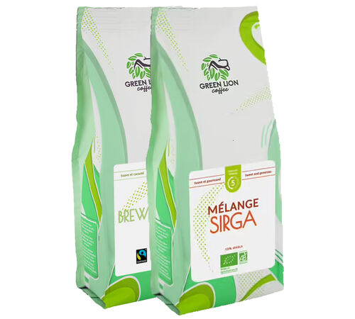 2 x 250 g - Pack - Caf&eacute; en grain - Fran&ccedil;ais et Bio - GREEN LION COFFEE