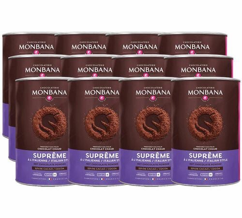 Lot Poudre Chocolat Chaud Supr&ecirc;me 32% Cacao - Vrac 12 x 1 kg - MONBANA