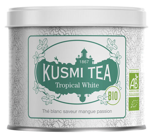 Kusmi Tea - T&egrave; Bianco bio sfuso Topical White in barattolo da 90 g