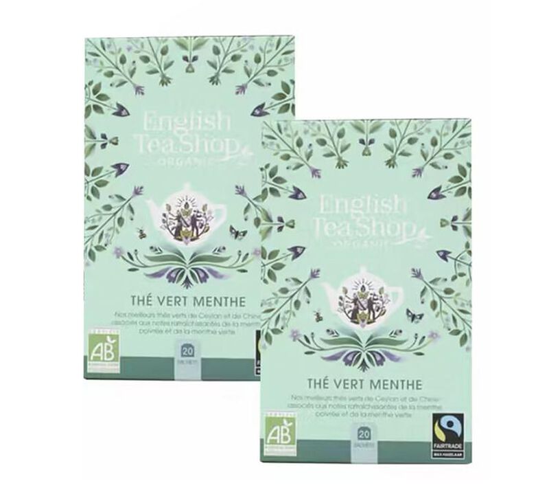 Pack Th&eacute; Vert &agrave; la Menthe Bio & Equitable - 2 x 20 sachets - FAIRTRADE - ENGLISH TEA SHOP image number 0