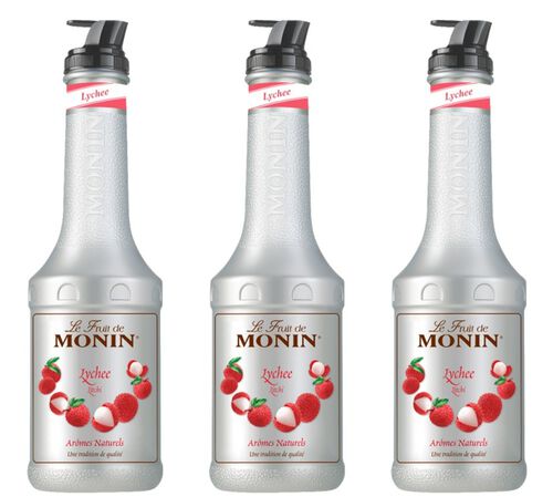 Lot de 3 Pur&eacute;es de Fruit Monin - Litchi - 3 x 1L