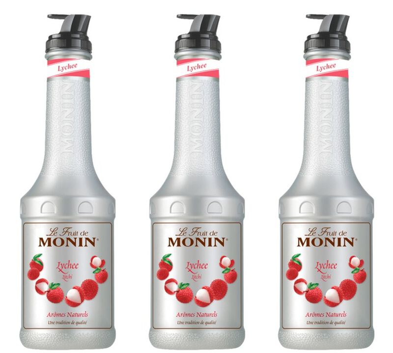 Lot de 3 Pur&eacute;es de Fruit Monin - Litchi - 3 x 1L image number 0