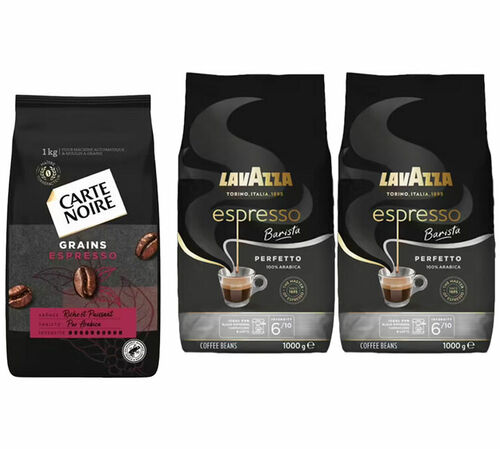 3 x 1 kg - Caf&eacute; en grain - 2 kg Espresso Barista Perfetto & 1 kg Espresso - LAVAZZA / CARTE NOIRE