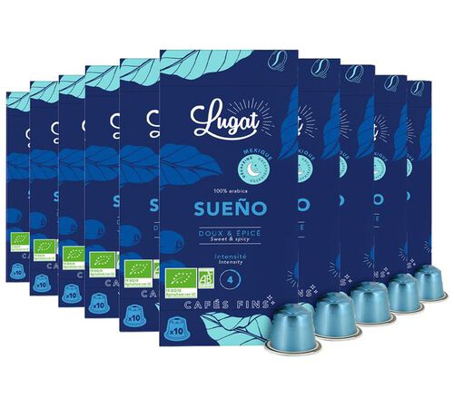 100 capsules compatibles Nespresso* Original Deca bio Sue&ntilde;o bio - CAF&Eacute;S LUGAT