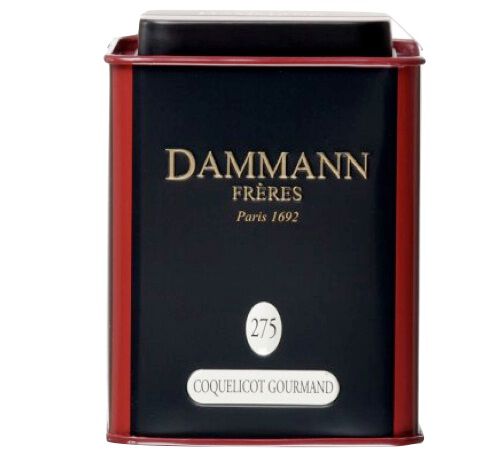 N&deg;275 Coquelicot Gourmand flavoured black tea - 100g tin of loose leaf tea - Dammann Fr&egrave;res