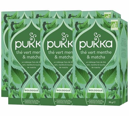 Th&eacute; vert menthe & matcha Bio - 6 x 20 sachets - PUKKA