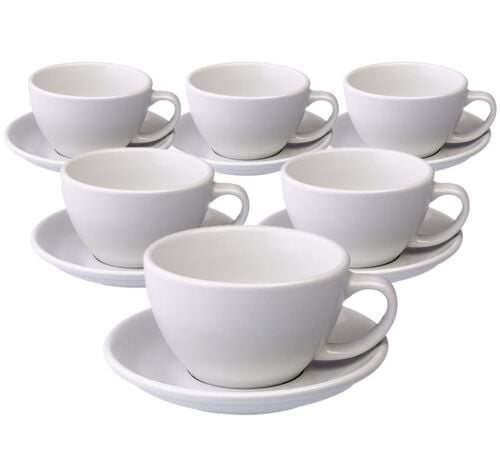6 Tasses Caf&eacute; Latte et sous-tasses Egg 30cl Blanc - Loveramics