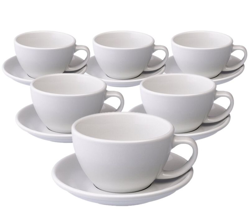 6 Tasses Caf&eacute; Latte et sous-tasses Egg 30cl Blanc - Loveramics image number 0