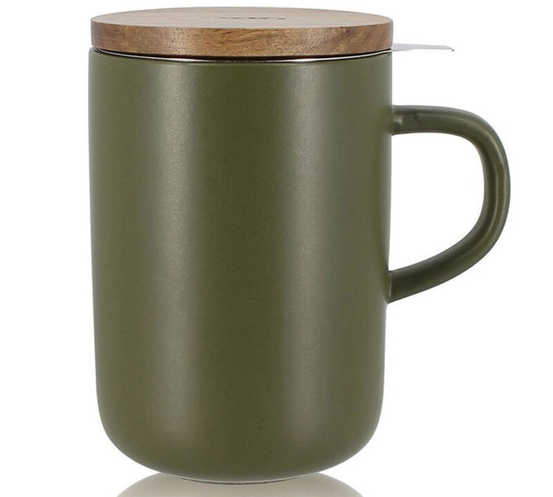 Ogo Living Juliet Stoneware Mug Acacia Lid with Strainer Khaki - 50cl image number 0