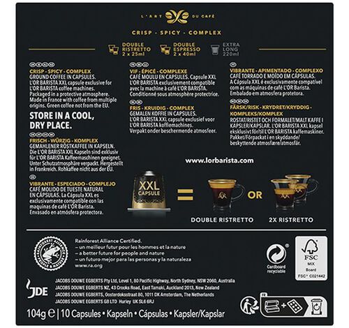 L'Or Barista Double Ristretto x 10 XXL coffee pods image number 1