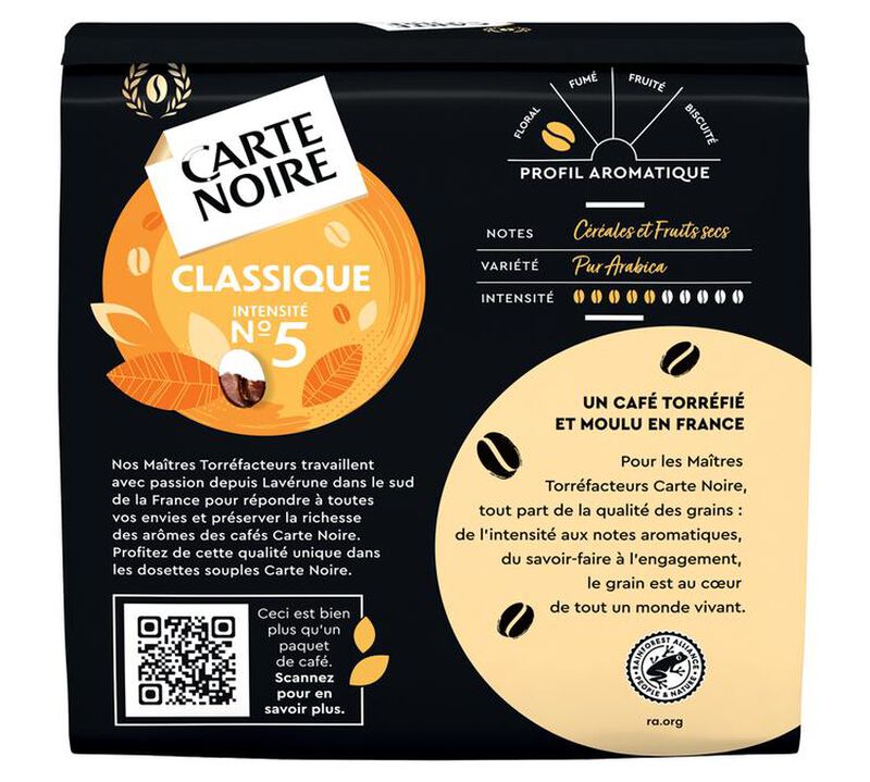 180 Dosettes souples intensit&eacute; n&deg;5 Caf&eacute; Classique - Carte Noire image number 4