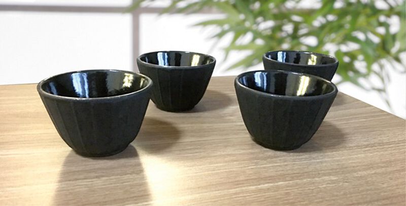 Set of 4 black cast iron cups - 12cl image number 2