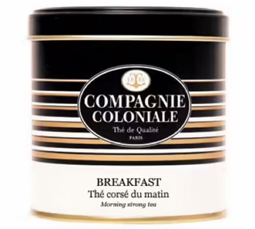 Luxury Compagnie Coloniale Breakfast flavoured black tea - 150g loose leaf tea in metal tin.