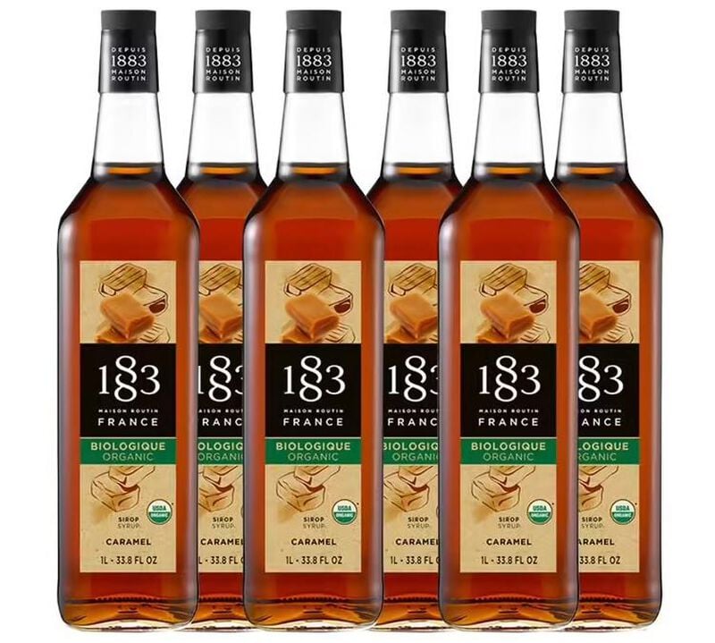 Lot de 6 sirops 1L Caramel Bio - Bouteille Verre - 1883 ROUTIN image number 0