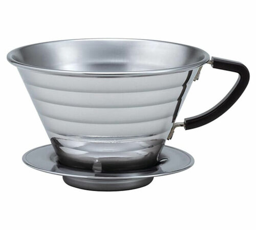 4-Cup flat-bottomed Kalita Wave Dripper 185 in stainless steel