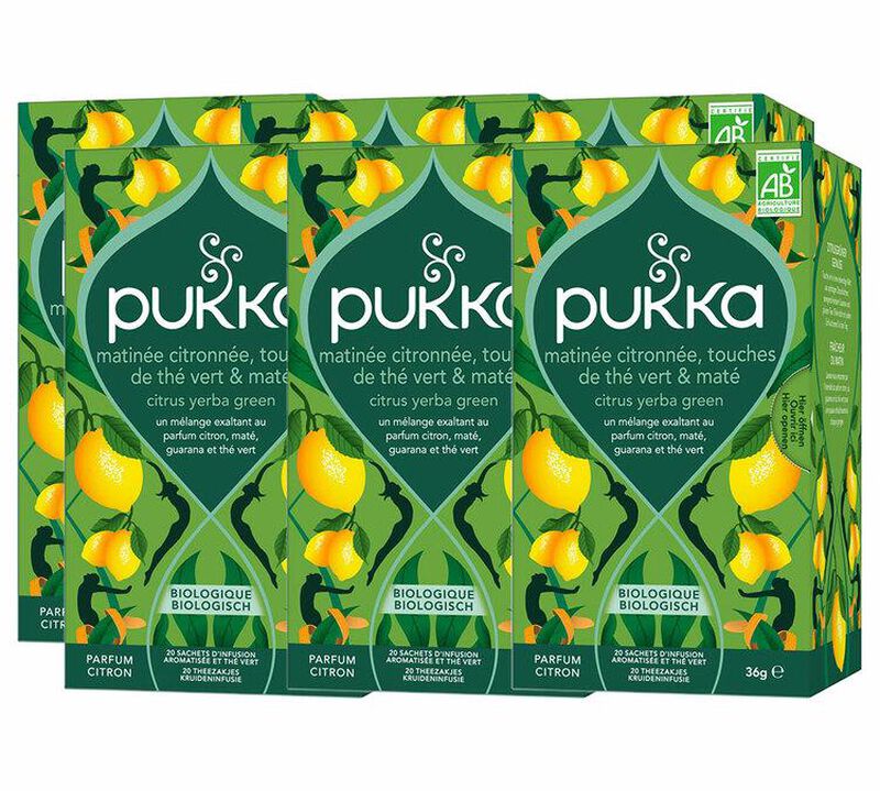 Infusion Bio Matin&eacute;e Citronn&eacute;e touches de th&eacute; vert et mat&eacute; - 6 x 20 sachets - PUKKA image number 0