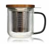 Tisani&egrave;re en verre 300 ml Gris fum&eacute; et couvercle bois acacia OGO Living image number 0