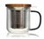 Tisani&egrave;re en verre 300 ml Gris fum&eacute; et couvercle bois acacia OGO Living image